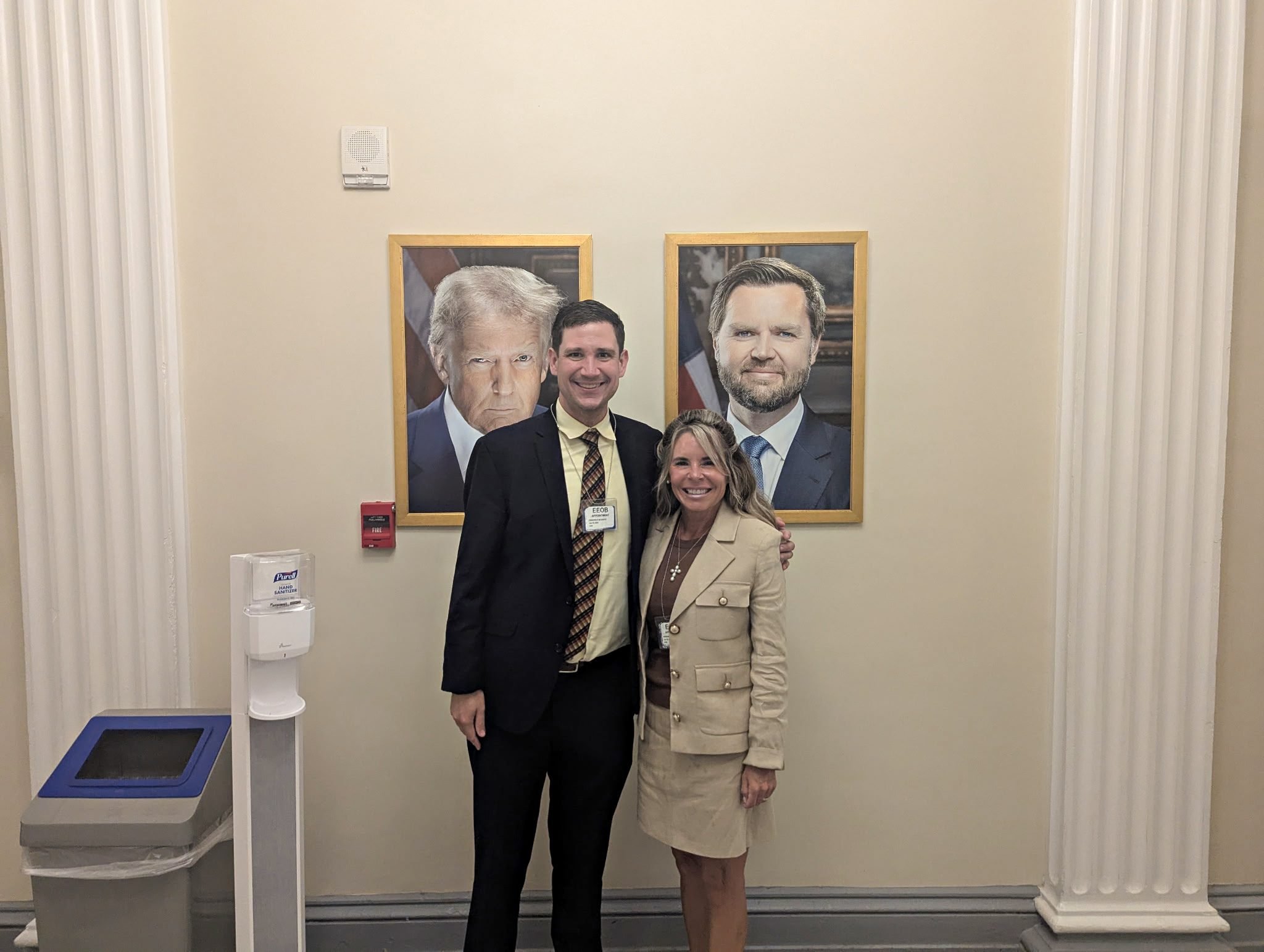 CEA President Margaret and a colleague at the White House Eisenhower Executive Office Building for a CEA Initiatives meeting.